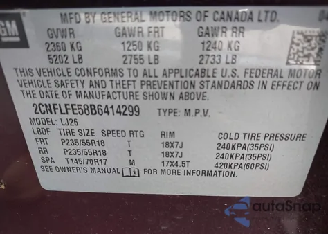 2011 Chevrolet Equinox Ltz из США, поврежденный, VIN 2CNFLFE58B6414299